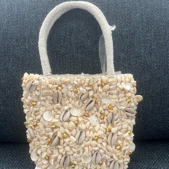 Seashell Beaded Mini Tote Bag Tik Tok Viral Handcrafted in India NWT - Picture 2 of 5